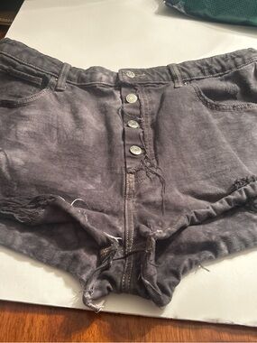wild fable Women's High-Rise Button-Front Shorts in Charcoal Gray